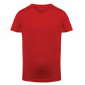 The Tri-Dri TR10B, a plain red T-shirt with short sleeves and a round neckline, is displayed against a white background.
