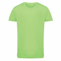A front-facing view of the TR10B by Tri-Dri, a plain light green T-shirt with short sleeves and a round neckline, displayed on a white background.
