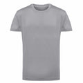 The product is the TR10B, a short-sleeved, plain gray T-shirt from Tri-Dri, featuring a round neckline and set against a white background.