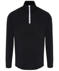 Tri-Dri's TR110 quarter zip collar black long-sleeve pullover facing forward.