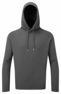 The TR112 by Tri-Dri is a plain dark grey hoodie featuring a drawstring hood and long sleeves.