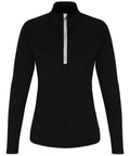 Tri-Dri's TR120 black long-sleeve pullover features a high collar and a half-zip front.