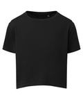 A Tri-Dri TR19B plain black cropped T-shirt set against a white background.