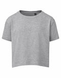 TR19B, a gray short-sleeve crop top by Tri-Dri, showcased against a white background.