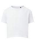 A plain white short-sleeve T-shirt, labeled as TR19B from the Tri-Dri brand, is displayed against a white background. It features a simple, classic design with a round neckline.