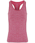 Tri-Dri's TR209 is a red heathered sleeveless tank top featuring a racerback design.
