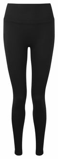Tri-Dri TR211 leggings in black ribbed fabric displayed against a white background.