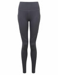 Tri-Dri TR308 black high-waisted leggings featuring side pockets, displayed front-facing on a white background.