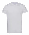 A plain white T-shirt, identified as TR501 by Tri-Dri, shown on a white background. The shirt features short sleeves and a crew neckline, boasting a simple and clean design.
