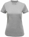 The Tri-Dri TR502 is a short-sleeved T-shirt in plain gray, featuring a round neckline. It is presented against a white background, highlighting its straightforward and casual design.