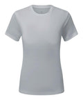 A light gray, short-sleeved T-shirt with a crew neck from the Tri-Dri brand is displayed against a white background. It appears to be made of a smooth, lightweight fabric and is identified as product TR504.
