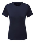 Product TR504 by Tri-Dri is a plain navy blue T-shirt with short sleeves, showcased against a white background. It features a round neckline and is crafted from a simple, stretchy fabric.