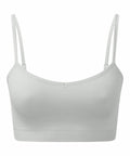 A cropped camisole in light gray with thin straps by Tri-Dri, known as the TR510.