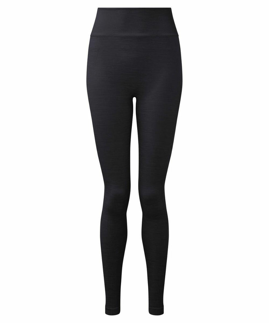 TR512 by Tri-Dri: Black high-waisted leggings showcased against a white backdrop.