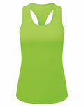 The TR527 tank top by Tri-Dri, featuring a racerback design in green, is showcased against a white background.