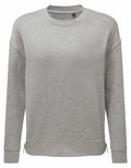 The TR600 by Tri-Dri is a plain gray sweatshirt featuring long sleeves, ribbed cuffs, and a ribbed hem.