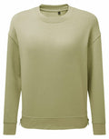 The TR600 by Tri-Dri is a plain sage green sweatshirt featuring long sleeves and a crew neckline, displayed against a white background.