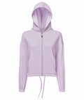 The Tri-Dri TR601 hoodie in lilac comes with a zipper front, drawstring hem, and side pockets. It also features full-length sleeves and a spacious hood.