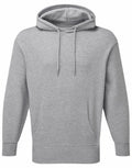 The Tri-Dri TR602 hoodie, featuring a plain gray design with a front pocket and drawstrings, is displayed on a white background.