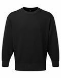 Tri-Dri's TR603 sweatshirt is a plain black crewneck with long sleeves, set against a white background.