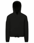 Tri-Dri's TR85B is a black hooded sweatshirt featuring long sleeves and a drawstring at the hem.