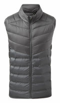 The TS017 gray puffer vest by 2786 features a front zipper, high collar, and quilted design.