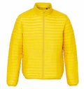 The jacket displayed on a white background is TS018 by brand 2786, featuring a bright yellow quilted design with a zipper and stand-up collar.