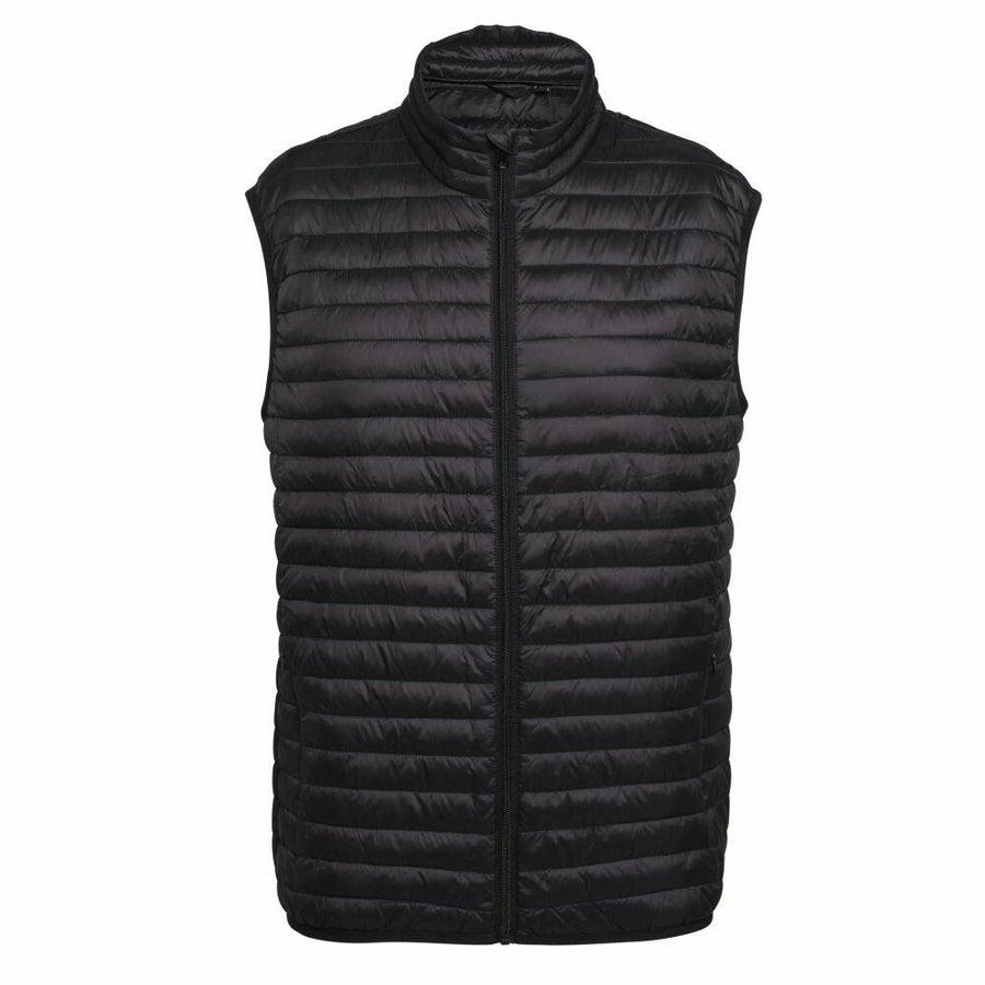 2786's TS019 is a black quilted sleeveless vest featuring a front zipper, displayed against a white background.