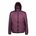 A 2786 TS023 purple quilted jacket featuring a hood and front zipper.
