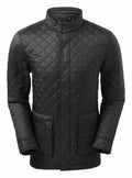 Product TS036 by 2786 is a black quilted jacket featuring a stand collar, button closure, and two front pockets.