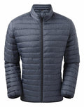 The TS037 jacket by 2786 is a gray puffer style with a front zipper, high collar, and horizontal quilted stitching.
