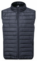 A black, sleeveless puffer vest from the 2786 brand, identified as product TS040, featuring a front zipper and side pockets displayed against a white background.