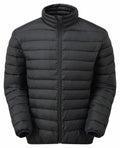 The TS041 jacket by 2786, featuring a quilted puffer design in black with a high collar and front zipper closure, is displayed on a plain white background.