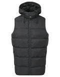 A TS046 sleeveless puffy vest in dark green, featuring a hood and zipper closure, from the brand 2786, displayed against a plain white background.