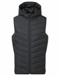 A dark green hooded puffer vest featuring a front zipper and diagonal stitching pattern, from the brand 2786, known as product TS047.