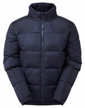 A TS048 puffer jacket in navy blue, featuring a high collar and front zipper, from the brand 2786.