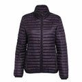 The TS18F by 2786 is a black, quilted puffer jacket featuring a high collar and front zipper, designed specifically for women.