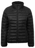 The TS30F by 2786 is a black puffer jacket featuring a front zipper and two side pockets.