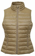 A TS31F puffer vest from 2786, featuring a brown quilted design with a front zipper and two side pockets, showcased on a plain background.