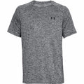 Under Armour UA005 gray athletic T-shirt featuring short sleeves and a small logo on the upper left chest.