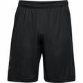 UA017 by Under Armour features black athletic shorts with an elastic waistband and side pockets.