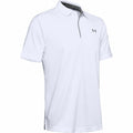 The UA043 by Under Armour is a white polo shirt featuring a small logo on the chest. It includes a collar and a three-button placket at the front, displayed against a plain white background.
