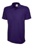 A Uneek UC101 adult unisex classic polo shirt in Purple