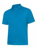 A Uneek UC101 adult unisex classic polo shirt in Sapphire