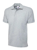 A Uneek UC102 adult unisex heavyweight polo shirt in Heather Grey