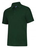 A Uneek UC108 adult unisex deluxe polo shirt in Bottle Green