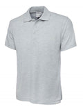 A Uneek UC114 mens unisex active cotton polo shirt in Heather Grey