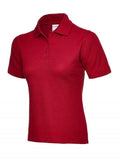A Uneek UC115 ladies ultra cotton polo shirt in Red