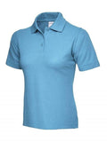 A Uneek UC115 ladies ultra cotton polo shirt in Sky