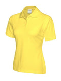 A Uneek UC115 ladies ultra cotton polo shirt in Yellow